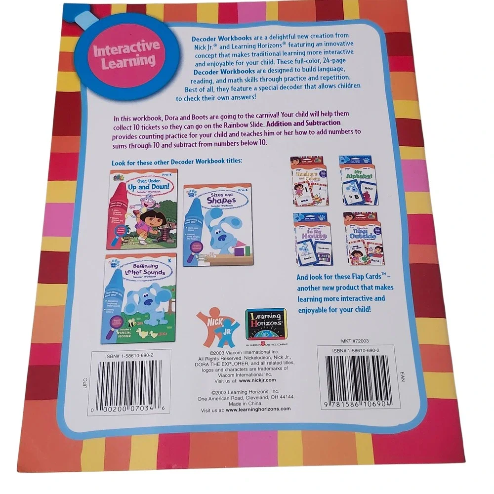 NEW Dora the Explorer Addition Subtraction Workbook Kindergarten 2003